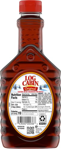 Close-up of Log Cabin Original Syrup pouring smoothly onto French toast.