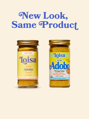Loisa Salt-Free Adobo Seasoning on pan releasing vibrant color and aroma.