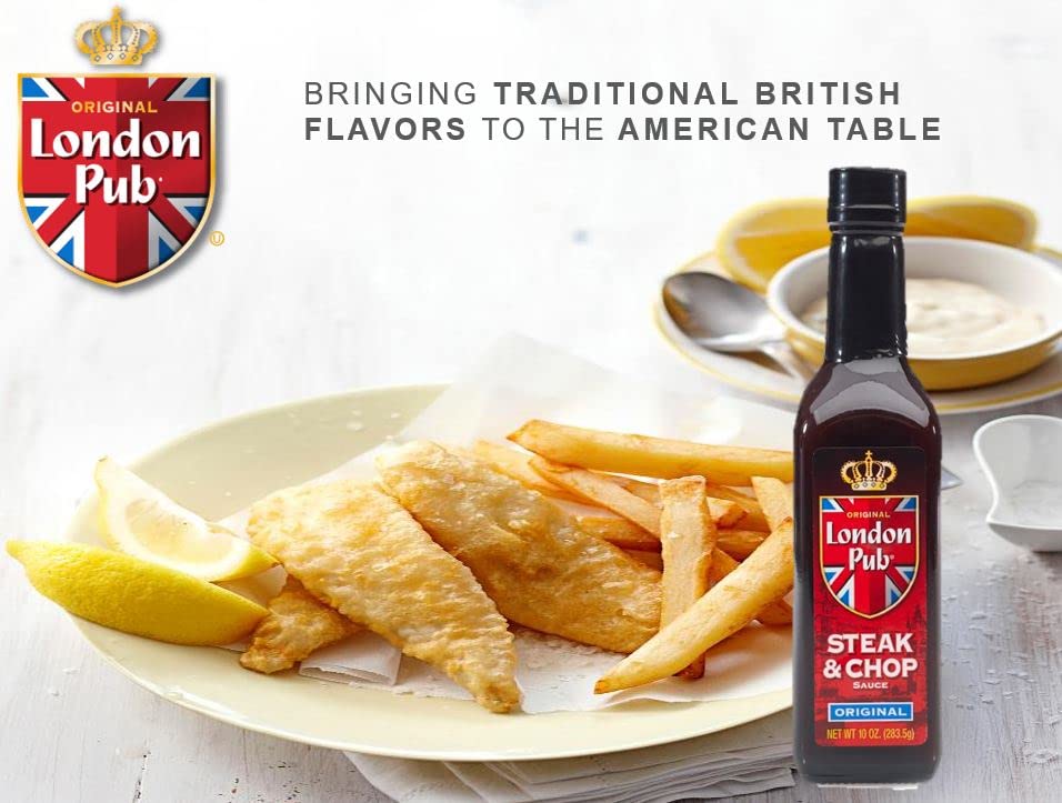 London Pub Sauce on grill with steak demonstrates versatile serving.