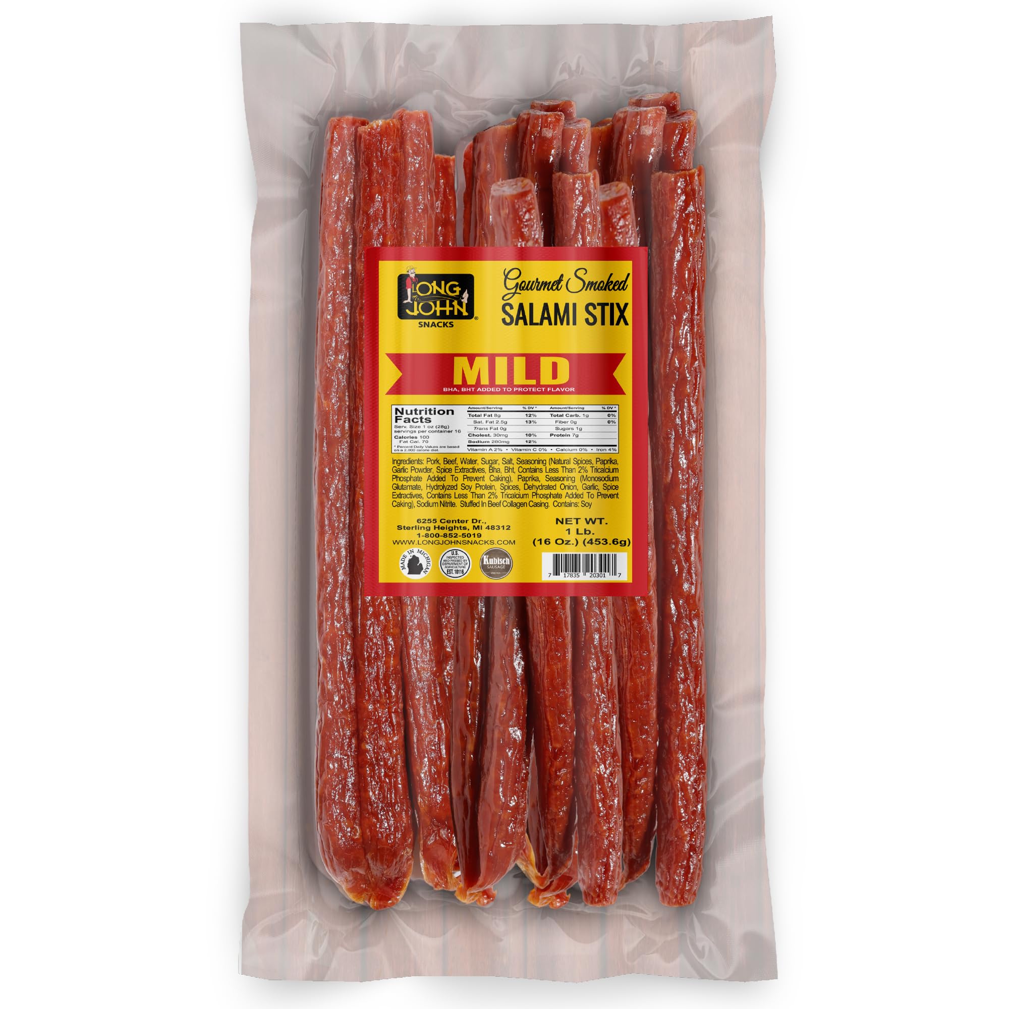 Long John Snacks dried salami sticks bulk pack ideal for on-the-go protein.