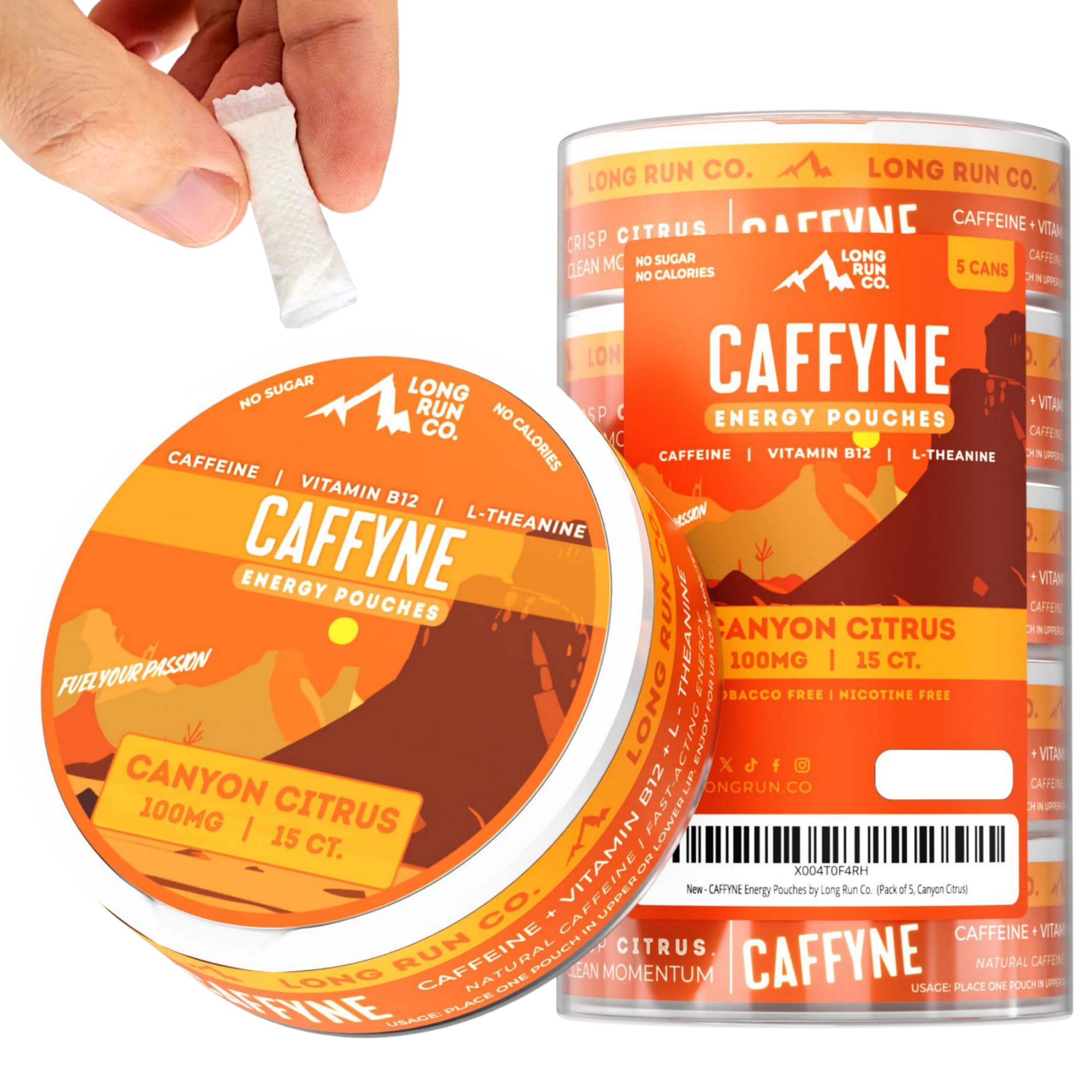 Long Run Coffee Caffyne Energy Tin with Canyon Citrus for a clean energy boost.