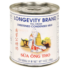 Longevity sweetened condensed milk 14 oz pack of 2, ideal for desserts and coffee.