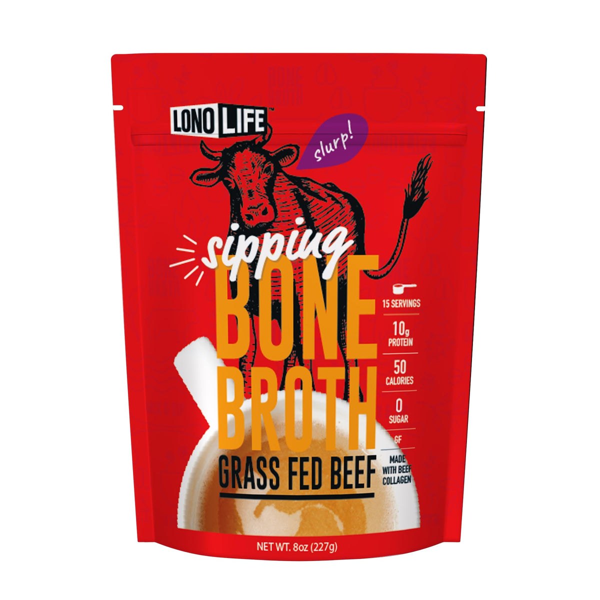 LonoLife beef bone broth powder bag with rich aroma for keto meals