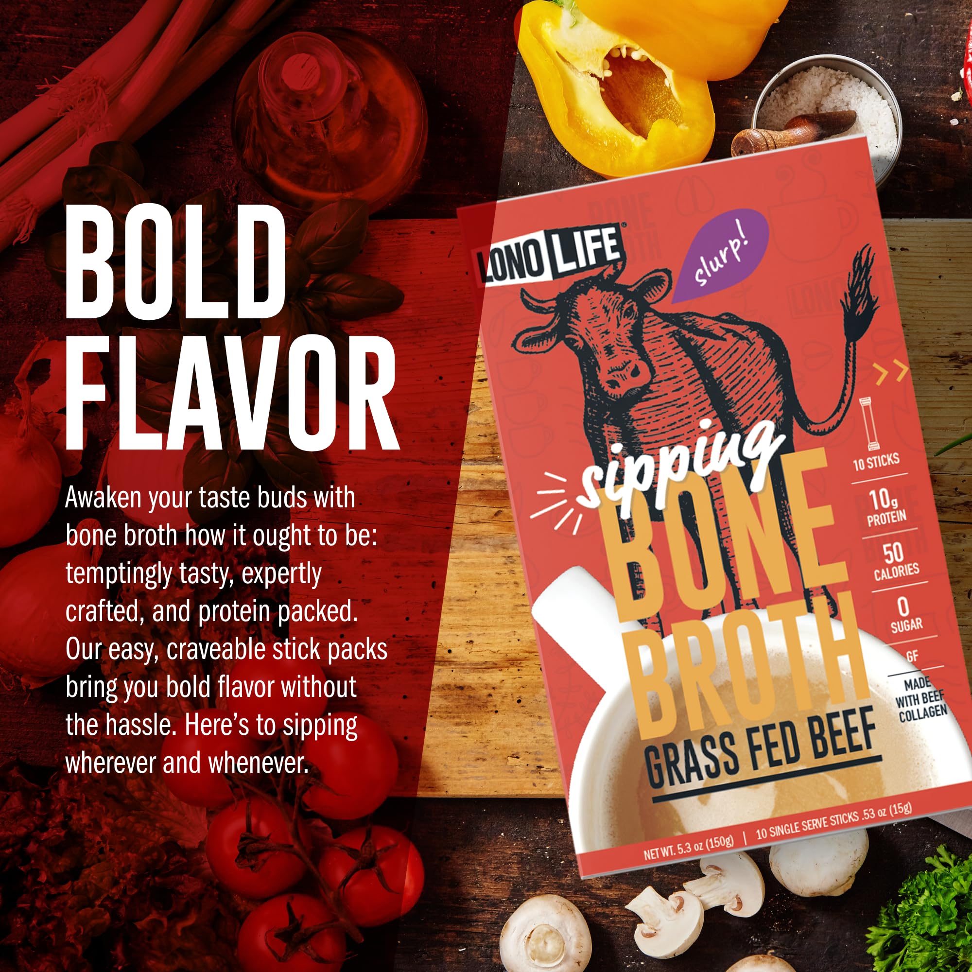 LonoLife broth in cup demonstrates quick, satisfying refuel