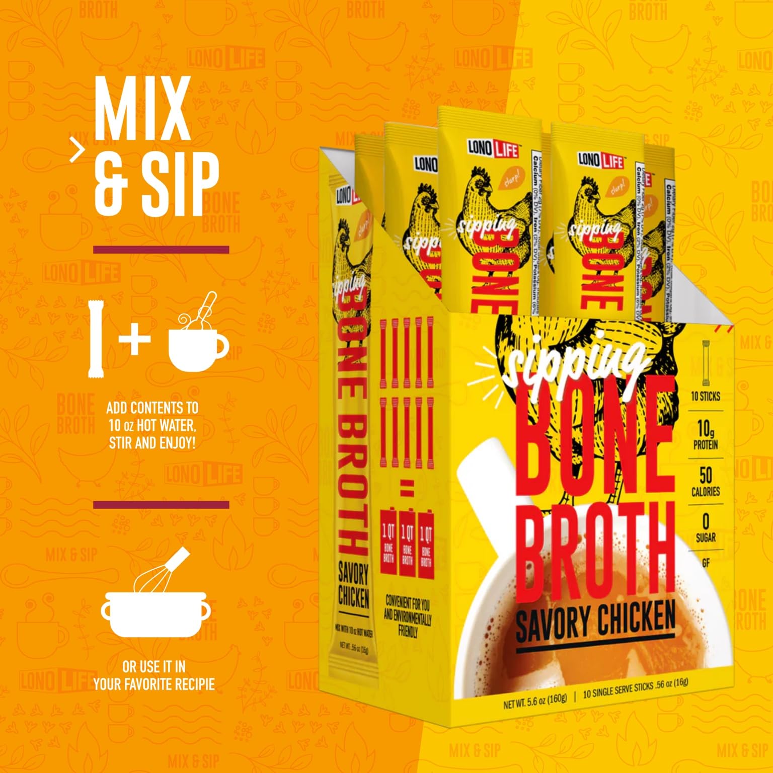 LonoLife collagen-rich broth delivering protein and skin-friendly amino acids.