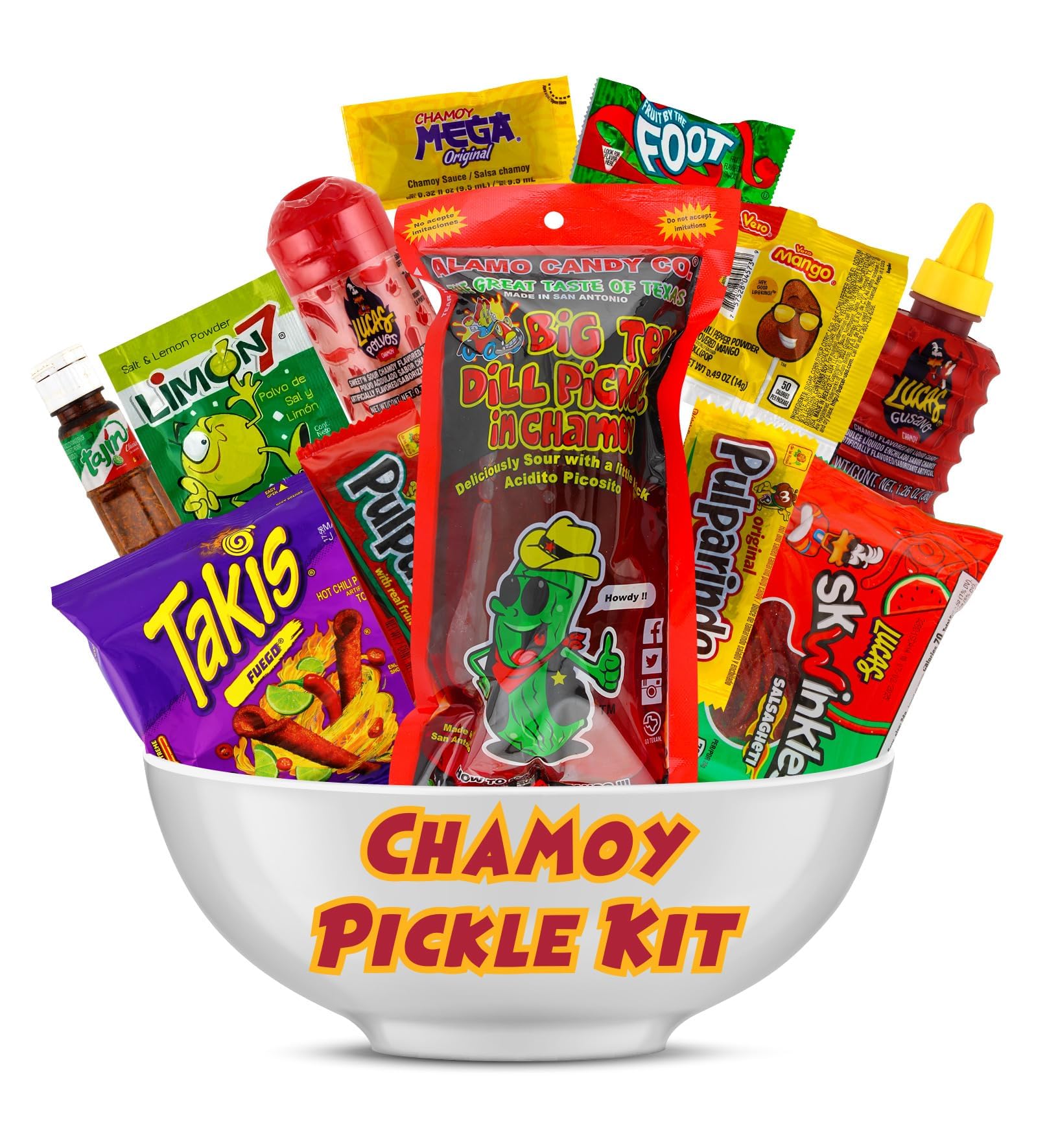 LookOn Chamoy Pickle Kit assembled on table for party-snack vibes