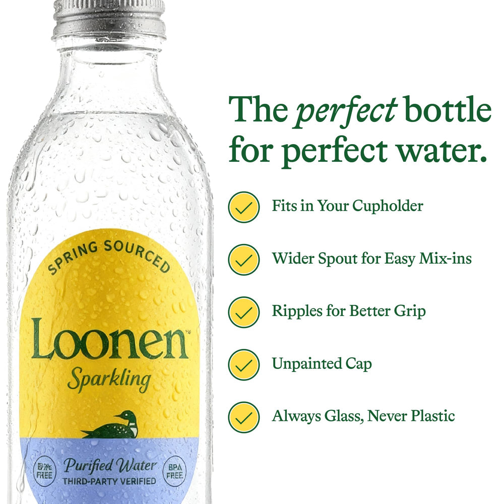 Loonen glass bottle with unpainted cap reduces contact materials