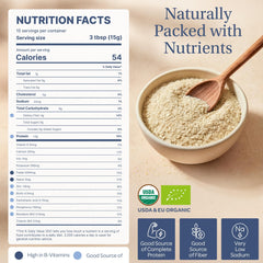 LOOV resealable container maintaining freshness of nutritional yeast flakes.