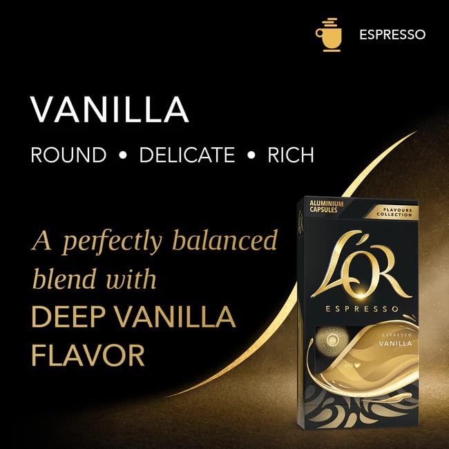 L'OR Vanilla capsules paired with Common Grounds badge show responsible sourcing.