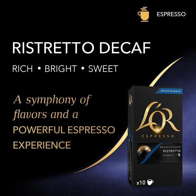 L’Or Espresso decaf ristretto shot with crema in cup