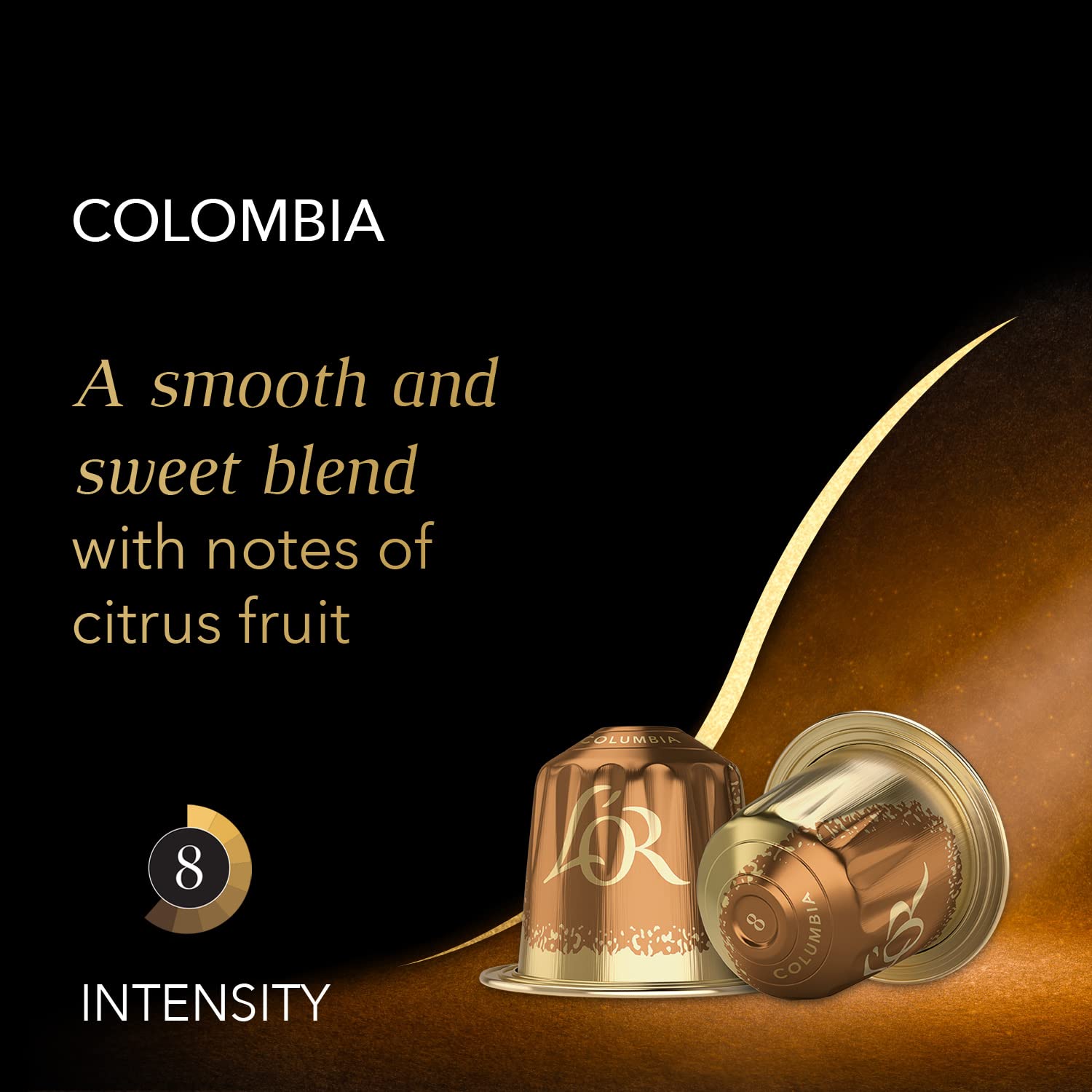 L'OR 50-count Colombia capsules ready for everyday, hassle-free coffee moments.
