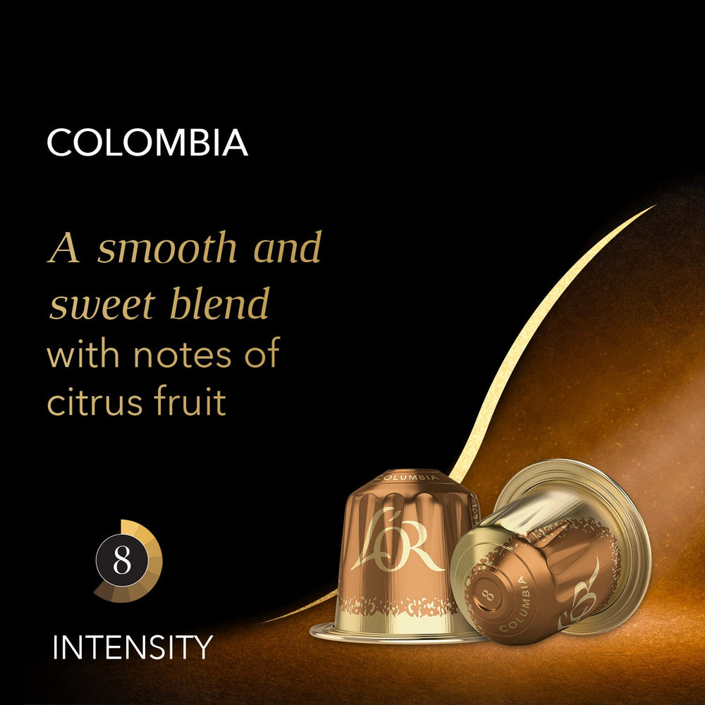 L'OR 50-count Colombia capsules ready for everyday, hassle-free coffee moments.