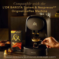 L'OR capsules show BARISTA and Nespresso Original compatibility for easy brewing.