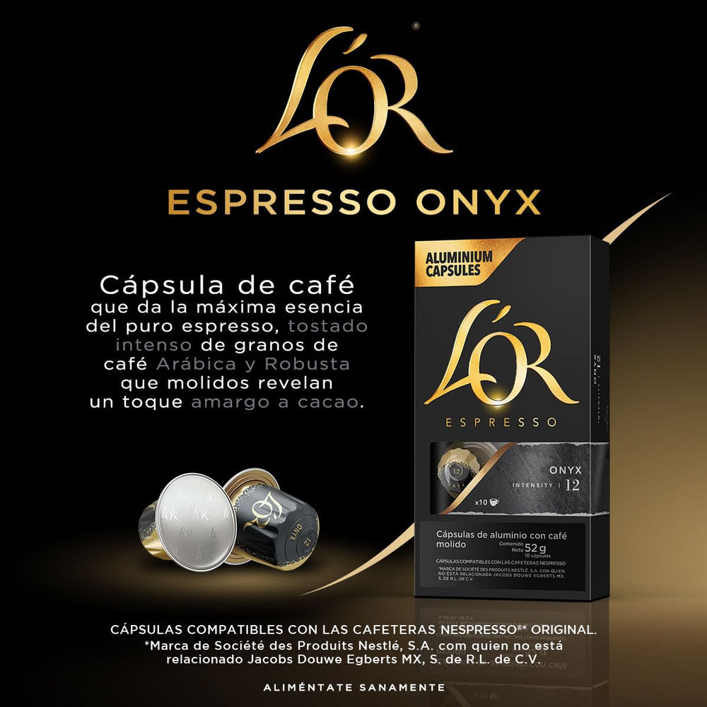 L'OR Onyx crema closeup showing crema quality and bold flavor potential