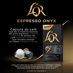 L'OR Onyx crema closeup showing crema quality and bold flavor potential