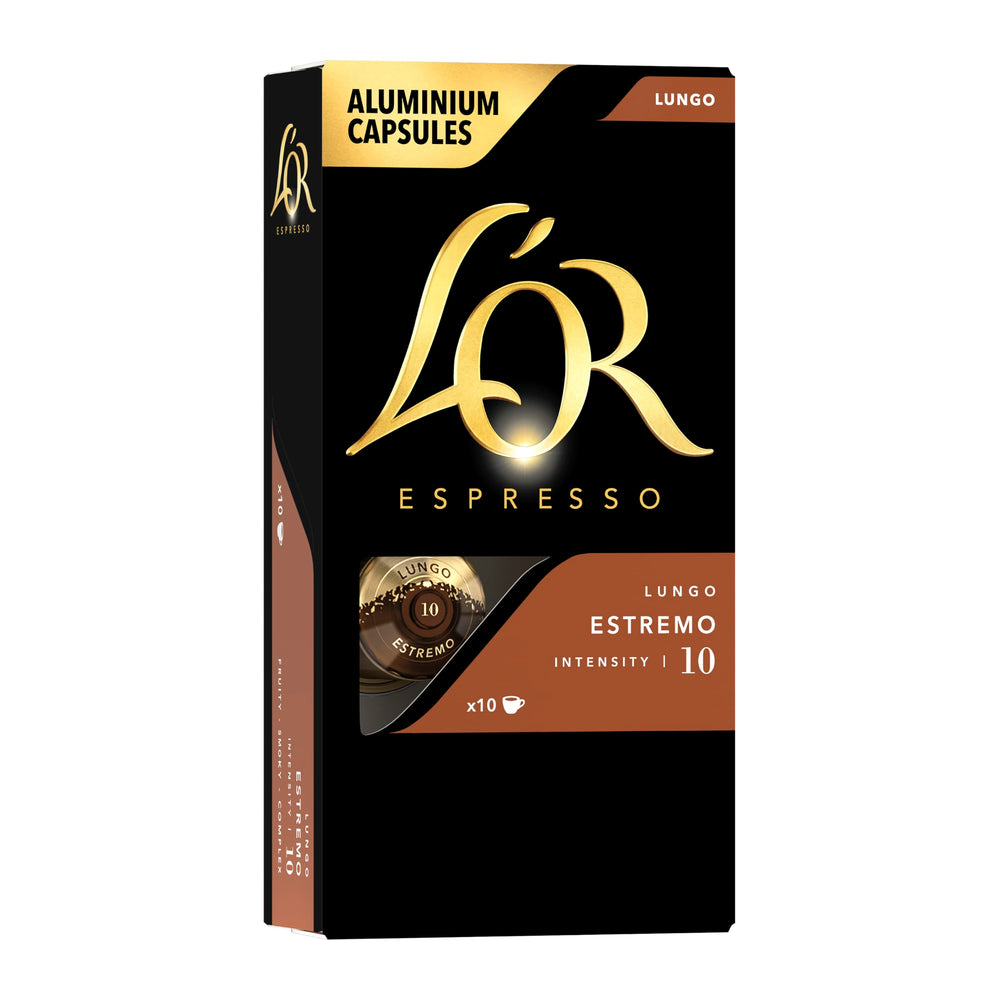 L'OR Espresso Estremo Lungo pack shot with premium aroma.