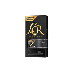 L'OR Onyx espresso capsules pack side view emphasizing compact, organized storage