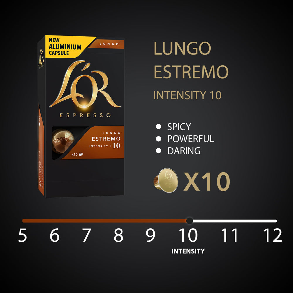 L'OR Estremo Lungo intensity 10 with bold spice notes.