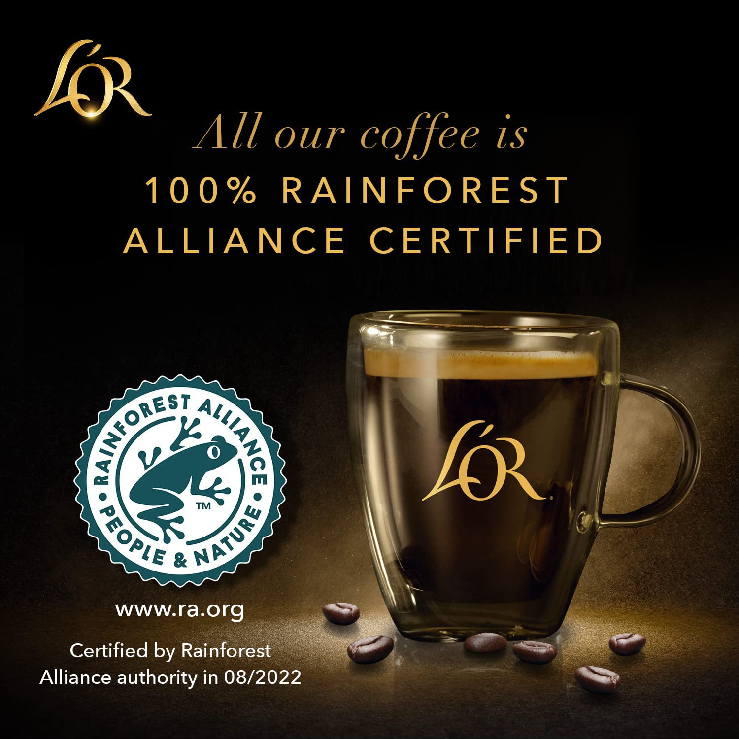 L'OR recyclable aluminum capsules maintain freshness and flavor.