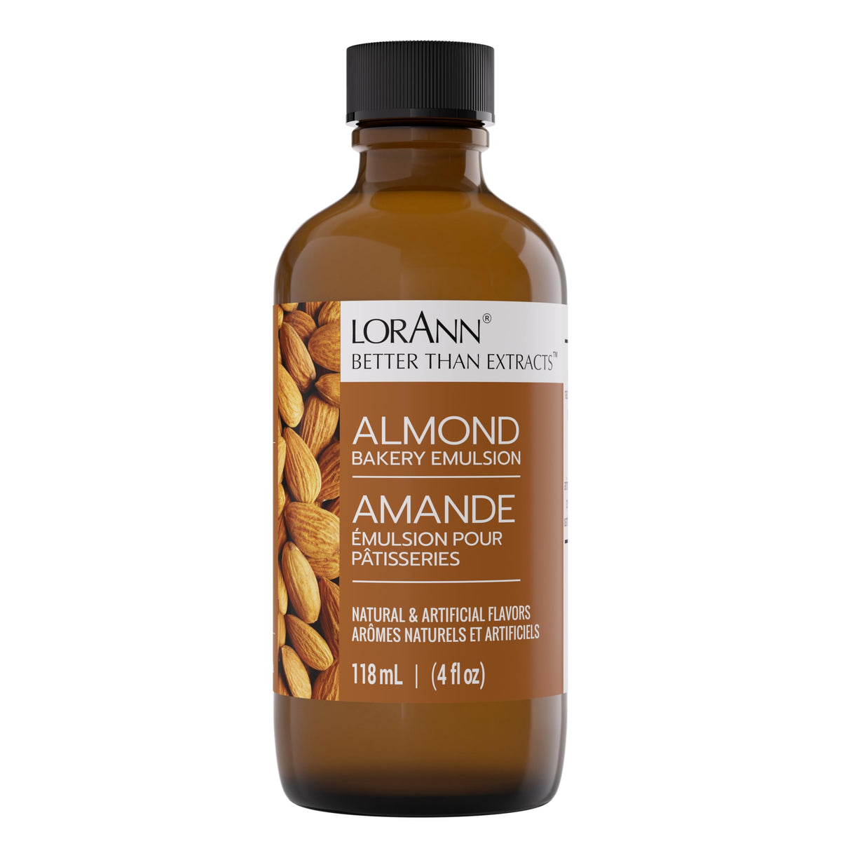 LorAnn Almond Bakery Emulsion bottle front showing premium packaging and gluten-free label