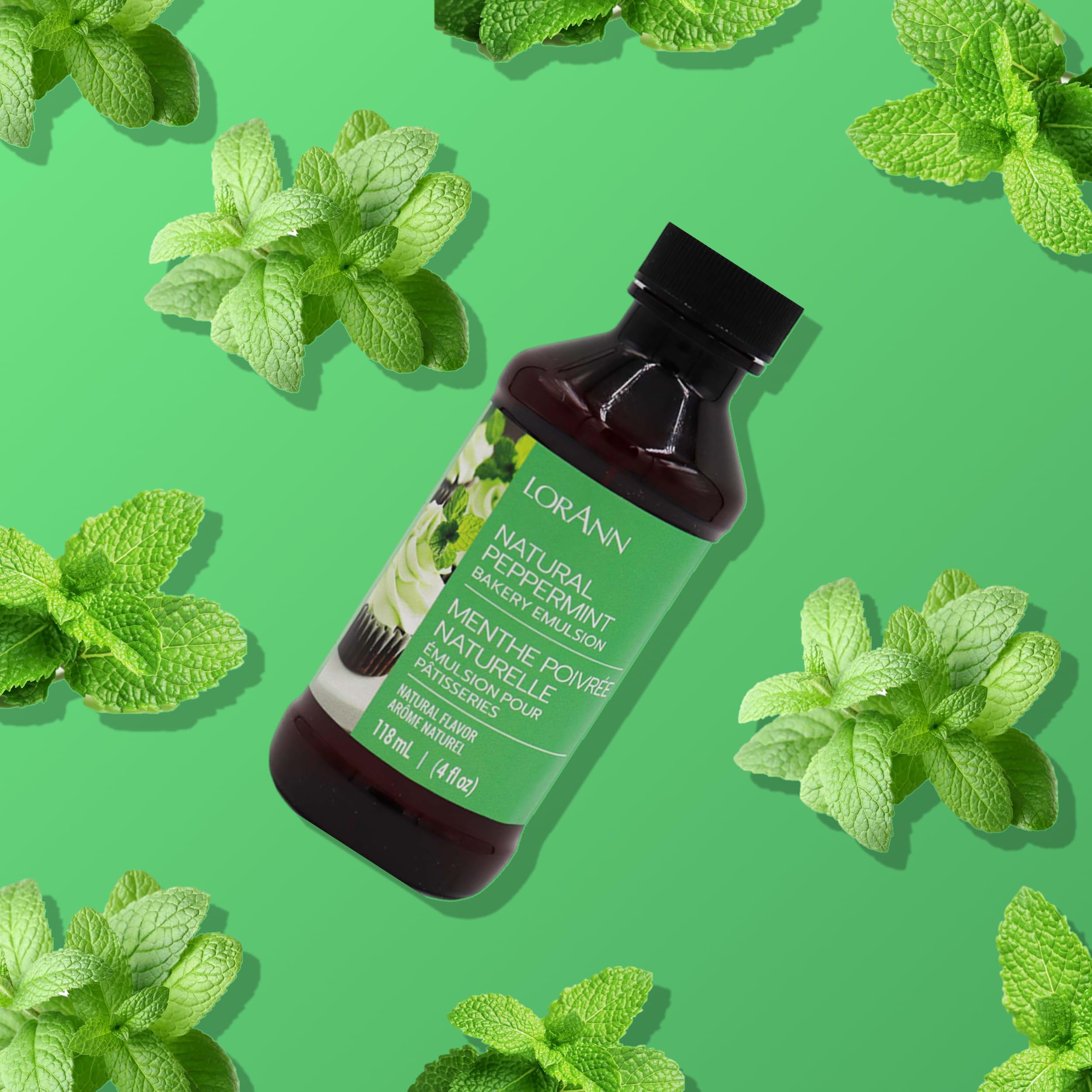 LorAnn Peppermint Emulsion bottle label detail for ingredient clarity