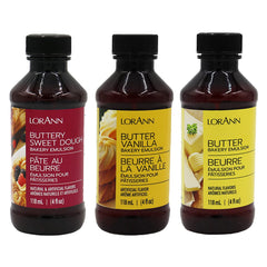 LorAnn Bakery Emulsions Buttery Sweet Dough bottle pour for bake-stable flavor.