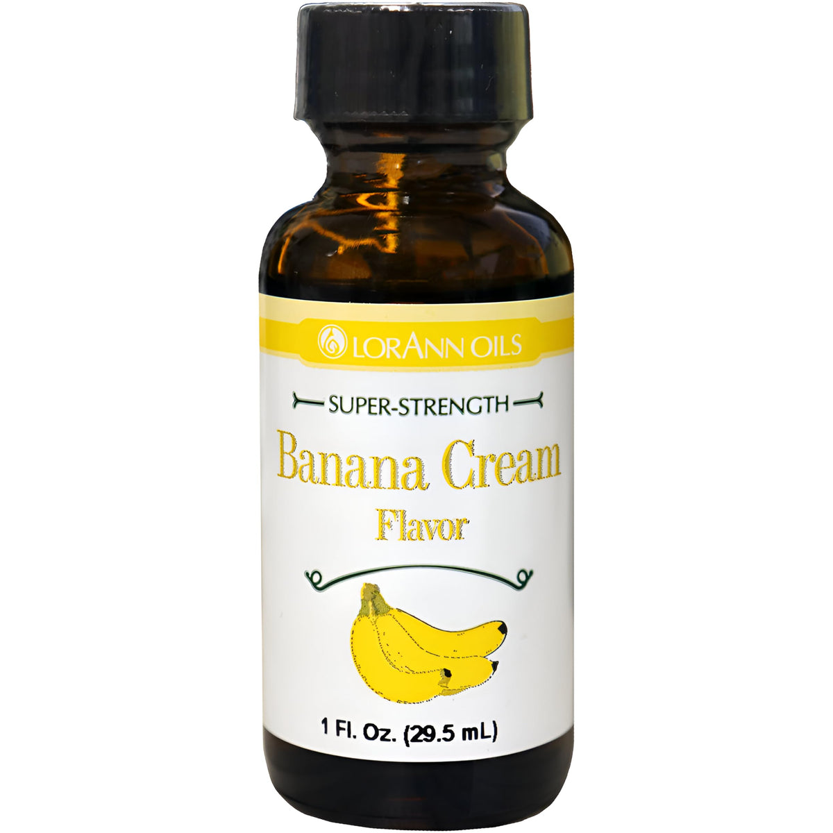 LorAnn Banana Cream Flavor bottle close-up for baking and flavoring.