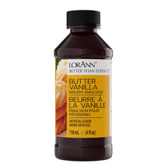 LorAnn Butter Vanilla Bakery Emulsion bottle front shows rich butter-vanilla flavor for baking