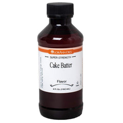LorAnn Cake Batter flavor bottle front view, ideal for flavoring cupcakes and frostings.