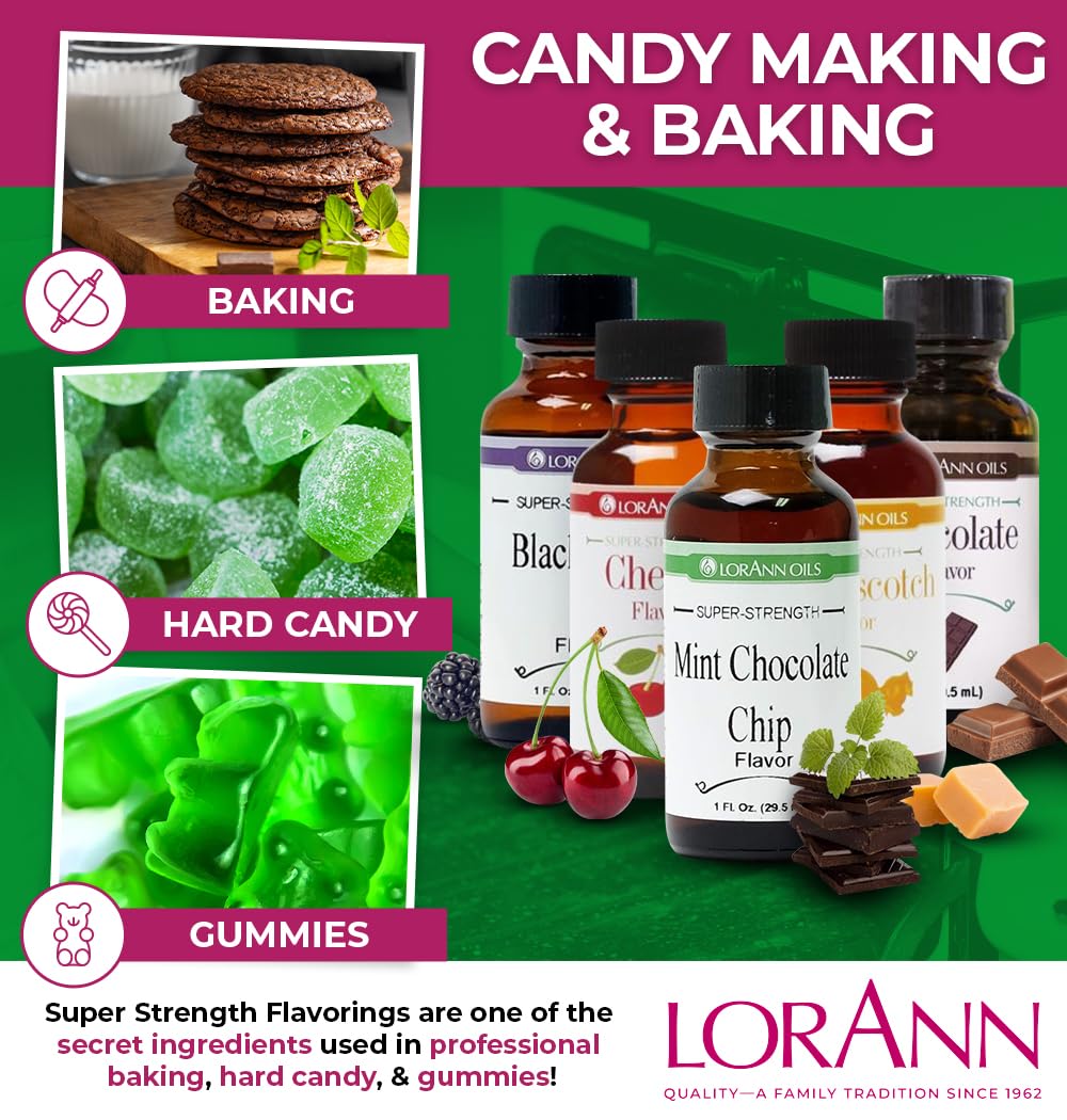 LorAnn mint chocolate chip flavor used in hard candy crafting.
