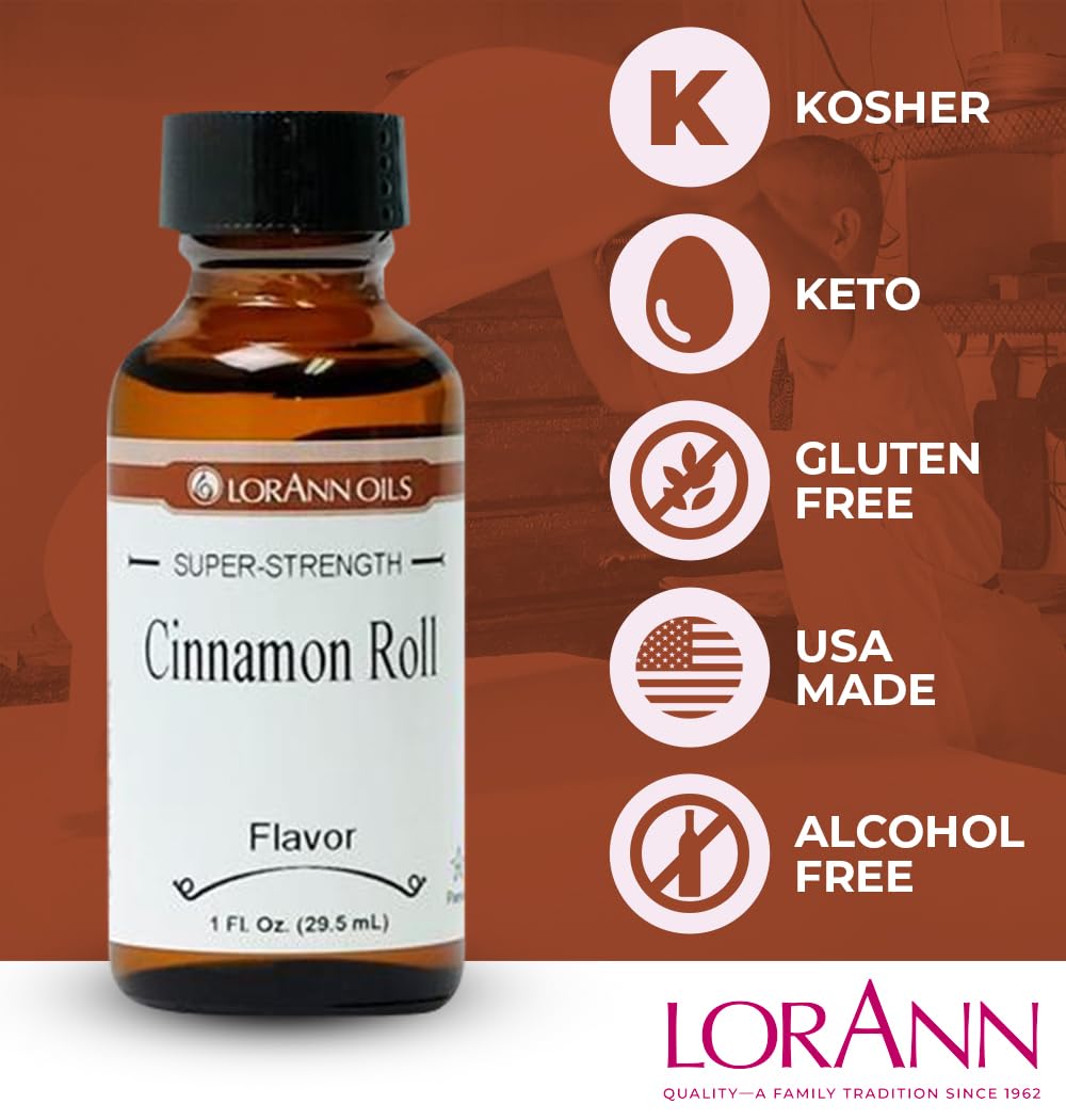 LorAnn Oils baking flavoring cinnamon roll 1oz for cookies and pastries.