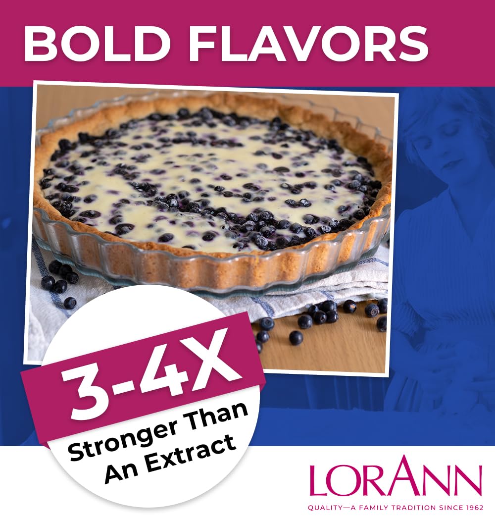 LorAnn Oils Blueberry Super Strength label closeup shows premium bakery flavor.