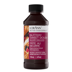 LorAnn Oils Buttery Sweet Dough Emulsion bottle boosts bakery-style flavor.