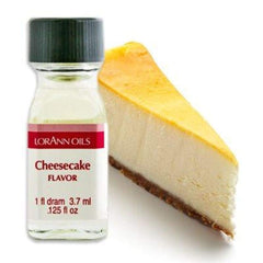 LorAnn Oils Cheesecake Flavor label closeup highlighting potency and versatility for baked goods.