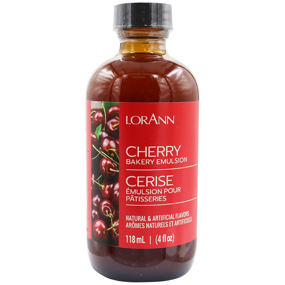 LorAnn Oils Cherry Bakery Emulsion bottle shown for cherry flavor in baking.