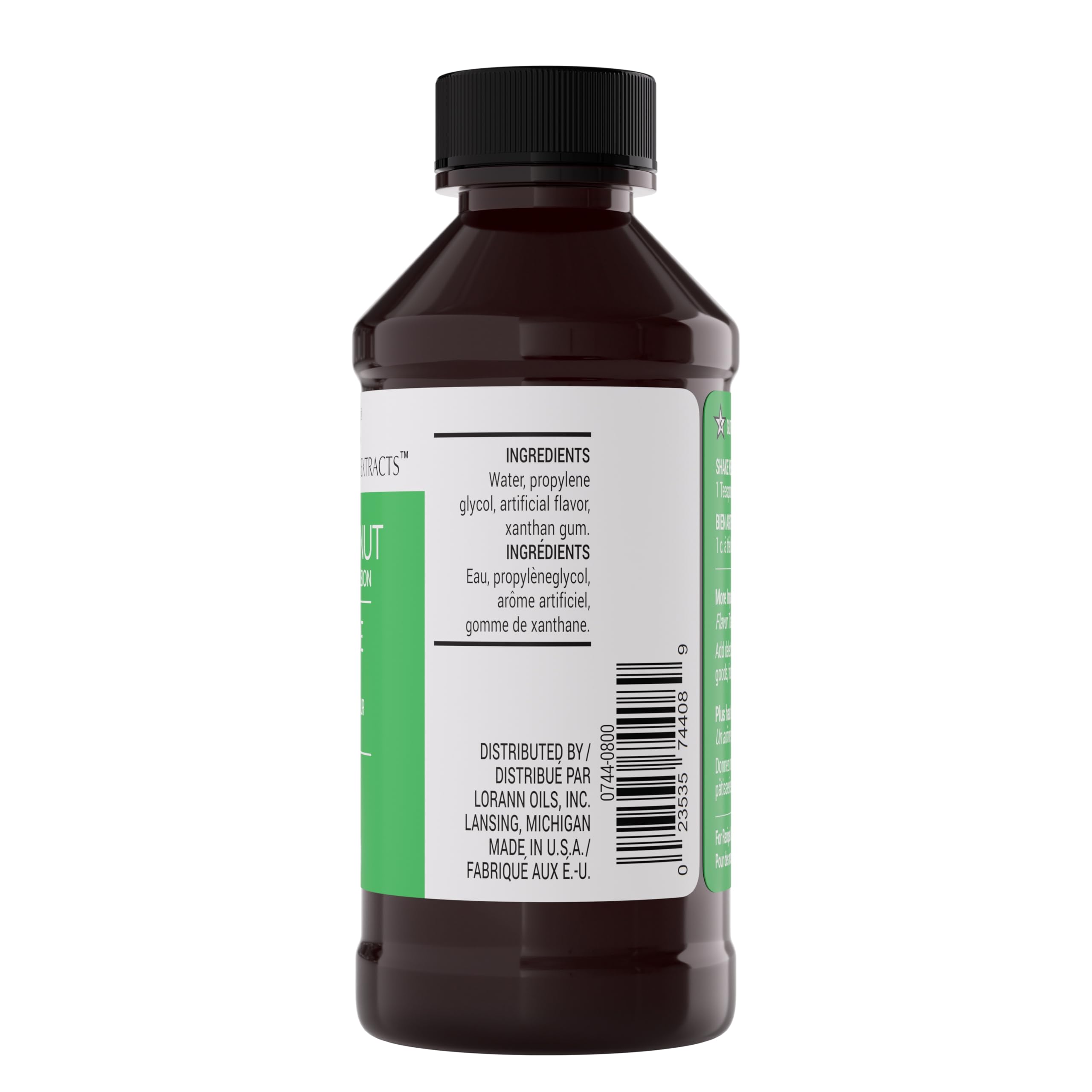 LorAnn Oils Coconut Bakery Emulsion bottle pour showing coconut aroma enhancing batters.