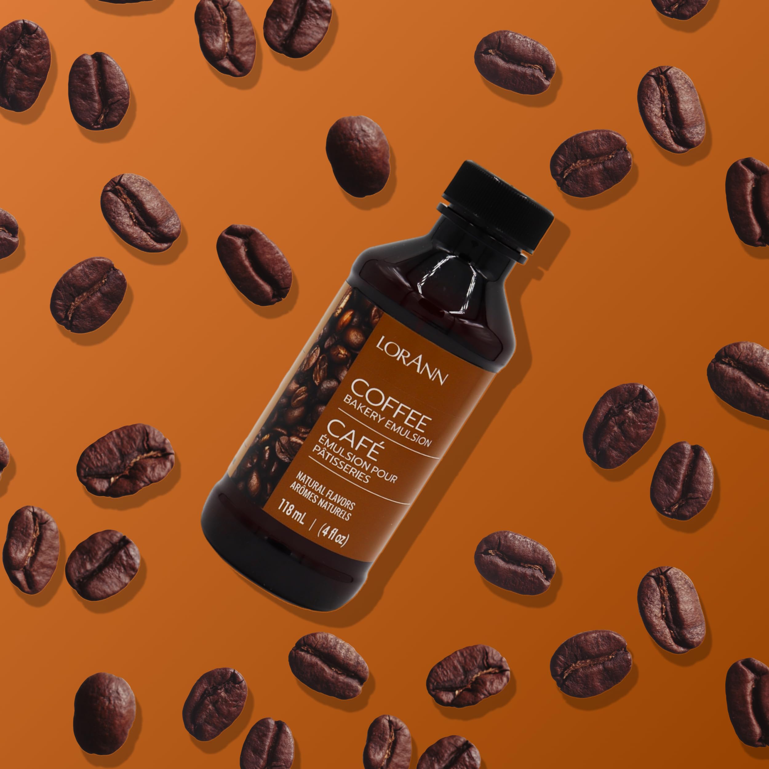 LorAnn Oils Coffee Bakery Emulsion label highlights gluten-free and keto-friendly options.