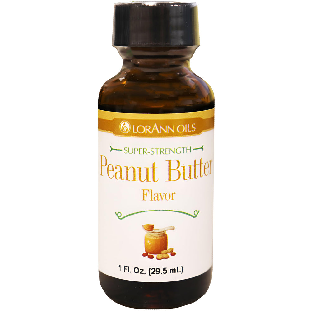 LorAnn Oils peanut butter flavoring bottle pour for hard candy and baking.