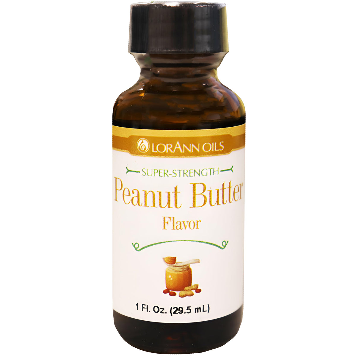 LorAnn Oils peanut butter flavoring bottle pour for hard candy and baking.