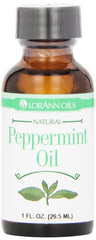 LorAnn Peppermint Oil bottle pour shows potent mint flavor for chocolates.