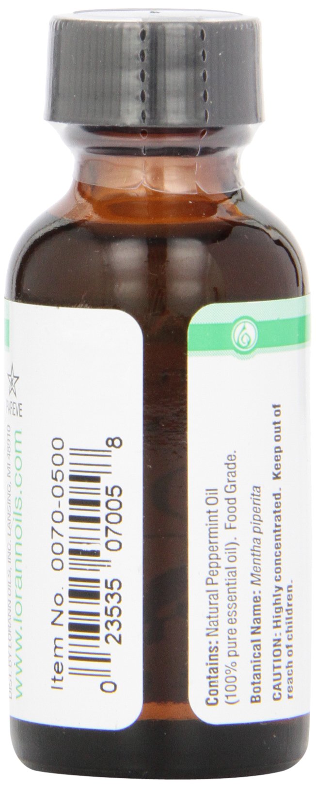Close-up of LorAnn Peppermint Oil highlighting pure peppermint essence for baking.