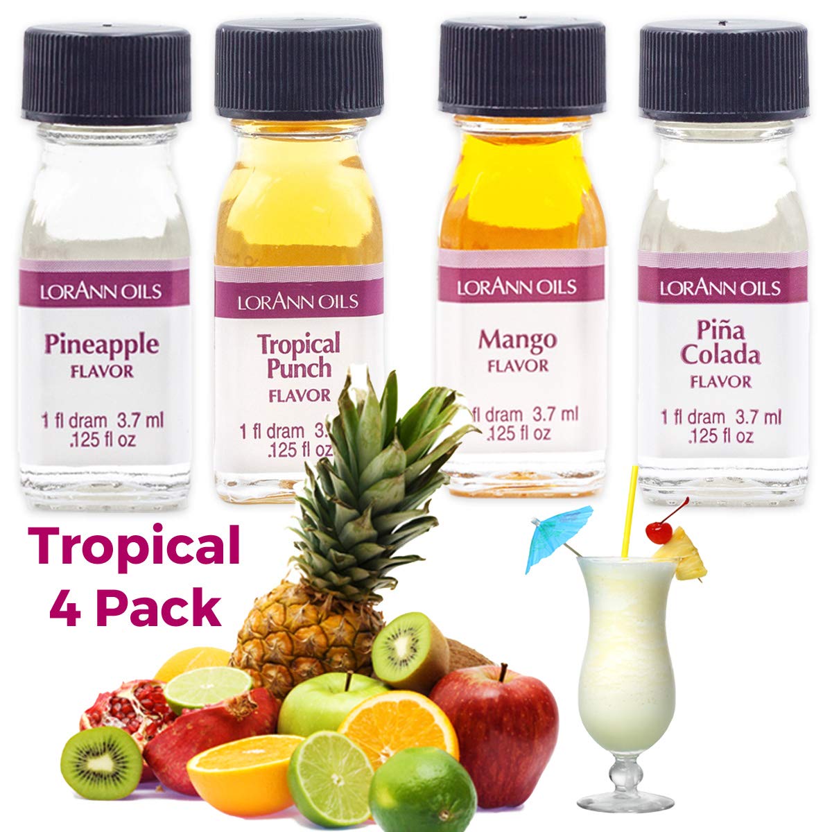 LorAnn Oils pineapple flavor bottle to brighten tropical desserts.