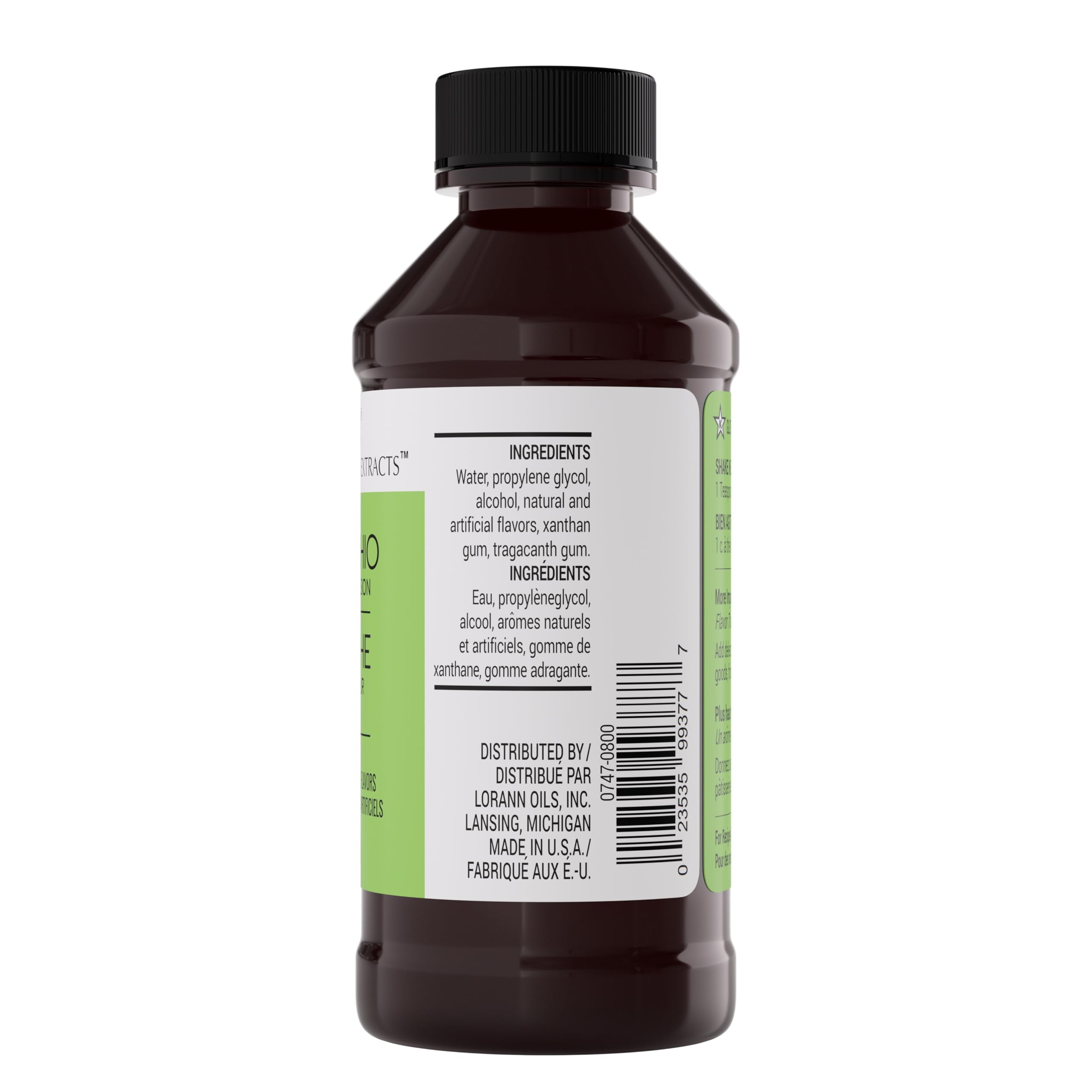 LorAnn Pistachio Bakery Emulsion label close up highlighting rich pistachio flavor for desserts