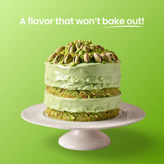 Pistachio emulsion added to ice cream base for bakery style flavor depth