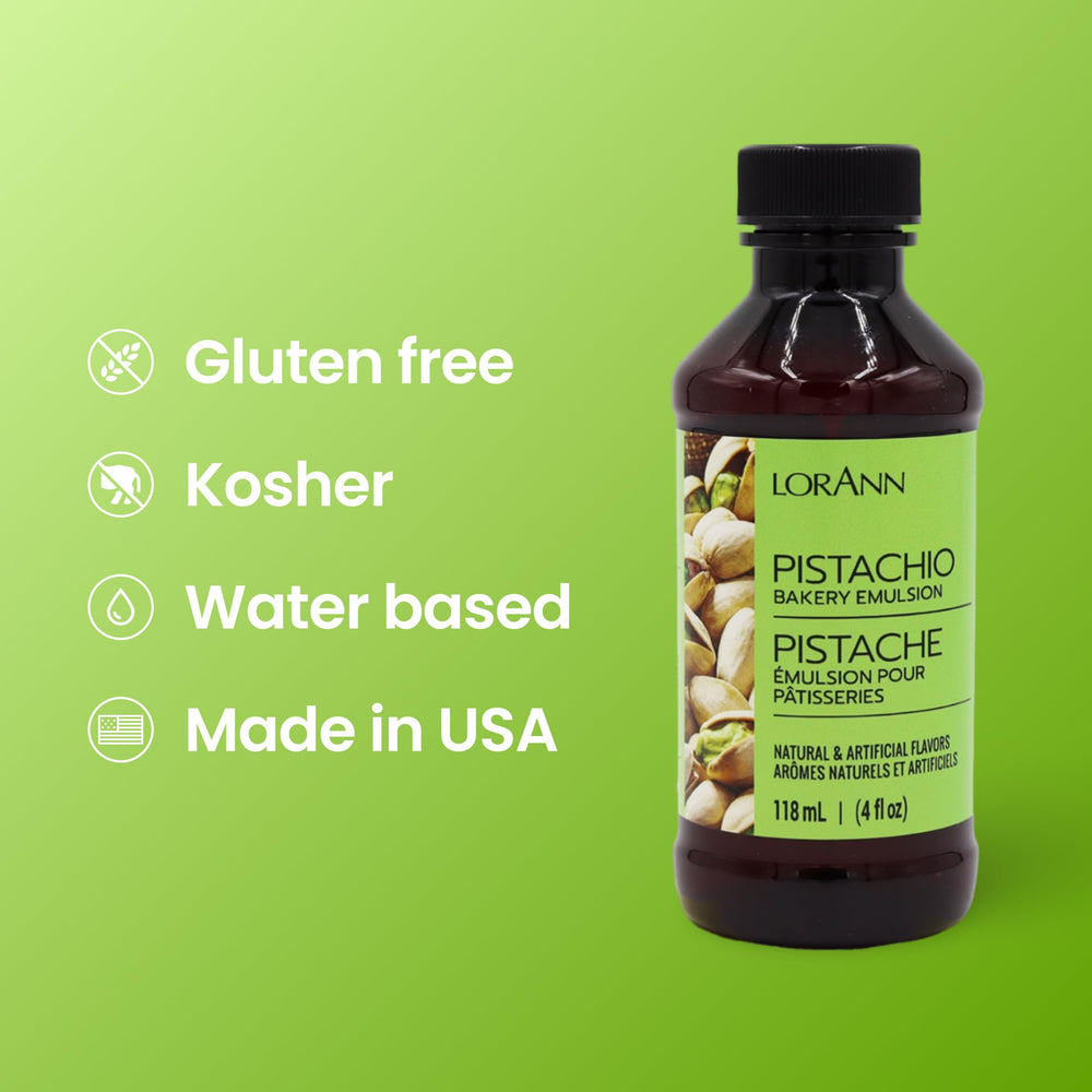Packaging of LorAnn Pistachio Bakery Emulsion in BPA free recyclable container