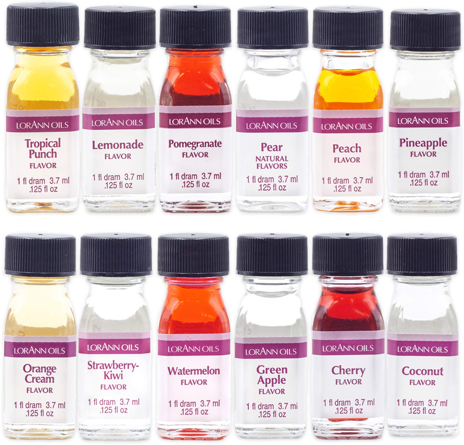 LorAnn Oils 12-flavor lineup in 1 dram bottles for baking and beverages.