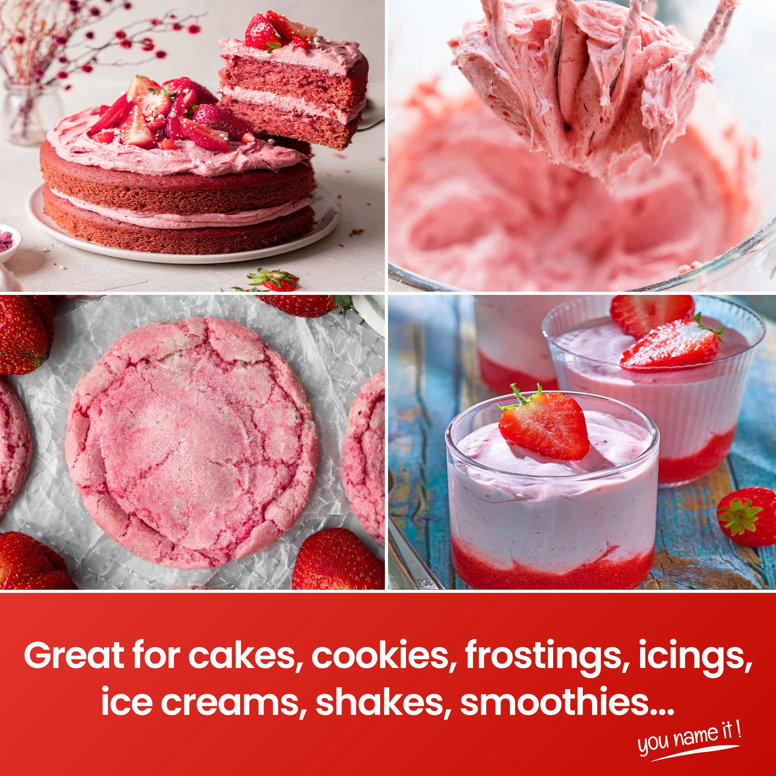 Dessert glaze using Strawberry Bakery Emulsion with glossy strawberry finish