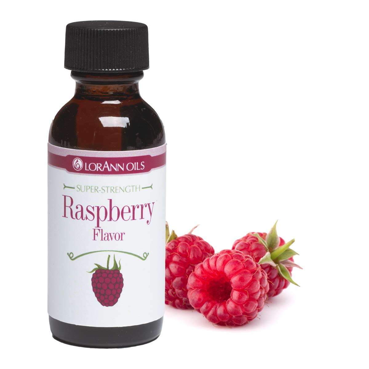 LorAnn Raspberry SS Flavor label close-up emphasizes branding and strong taste.