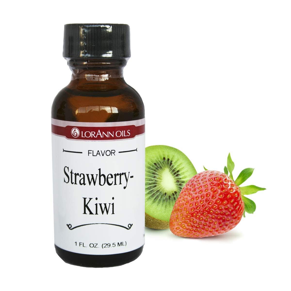 Close-up of LorAnn Strawberry-Kiwi SS Flavor label