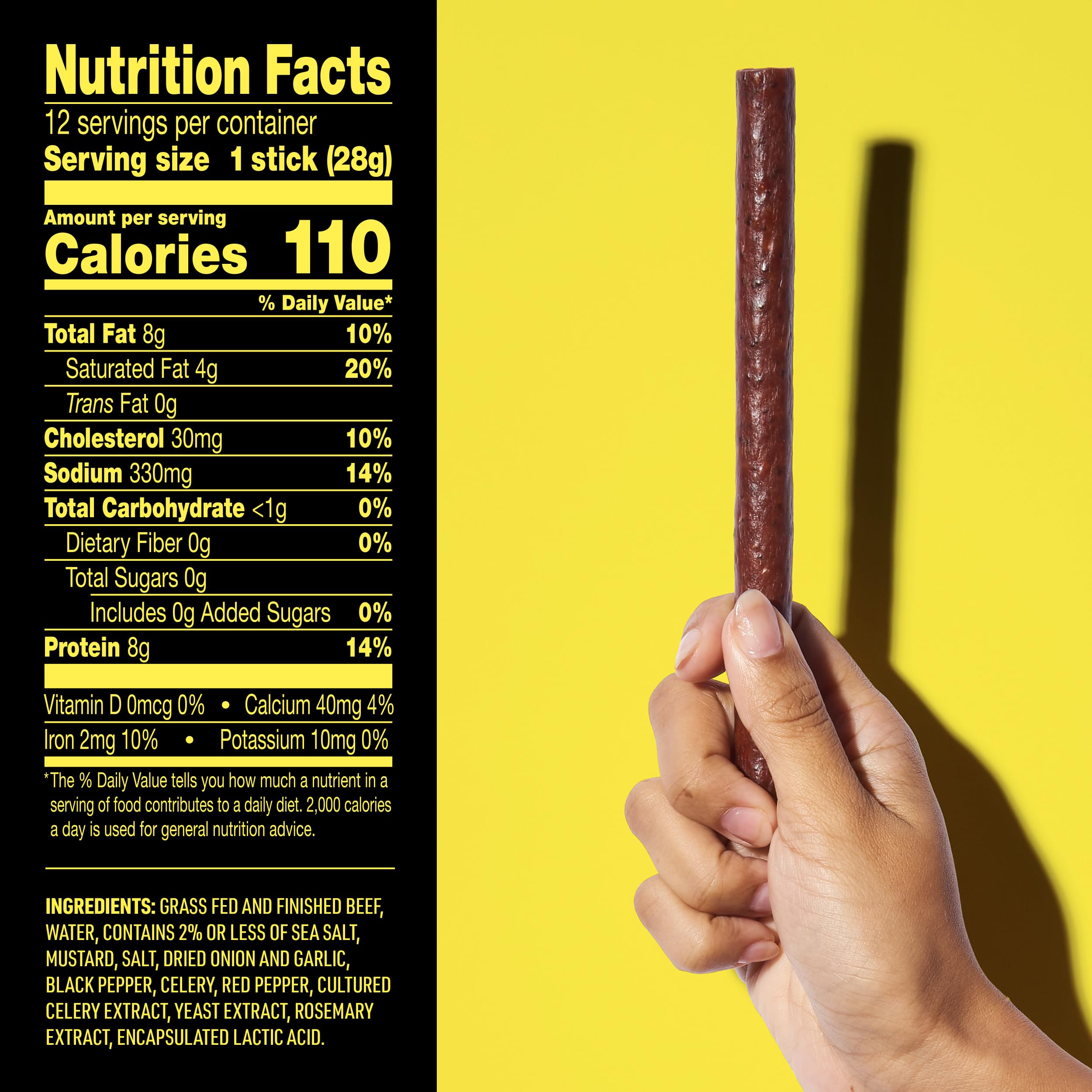Lorissa's Kitchen grass-fed finished beef jerky highlights premium quality and protein.